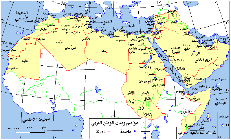 خارطة الوطن العربي - خارطة العالم العربي بجميع اشكالها